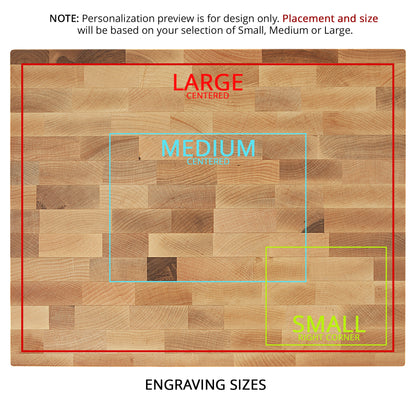 Personalized Laser Engraved 16" x 13" x 1 1/2" Maple Butcherblock Cutting Board