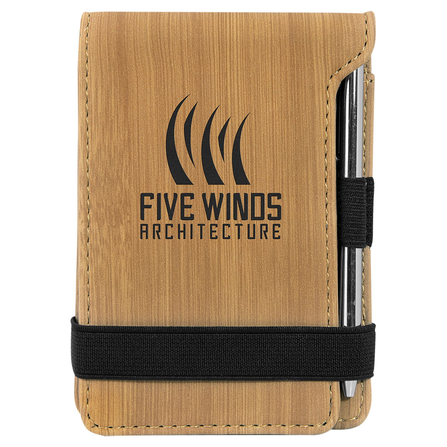 Personalized Laser Engraved Leatherette Mini Notepad with Pen