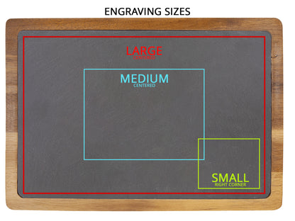 Personalized Laser Engraved 13" x 9" Acacia Wood/Slate Cutting Board