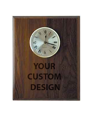 8" x 10" Personalized Laser Engraved Step Edge Genuine Walnut Clock Plaque