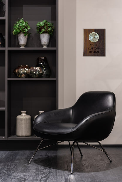 8" x 10" Personalized Laser Engraved Step Edge Genuine Walnut Clock Plaque