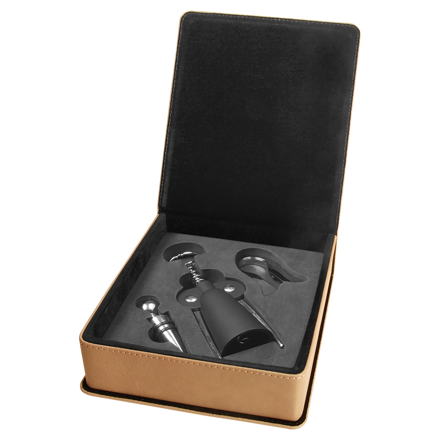 Personalized Laser Engraved Leatherette 3-Piece Wine Tool Gift Set