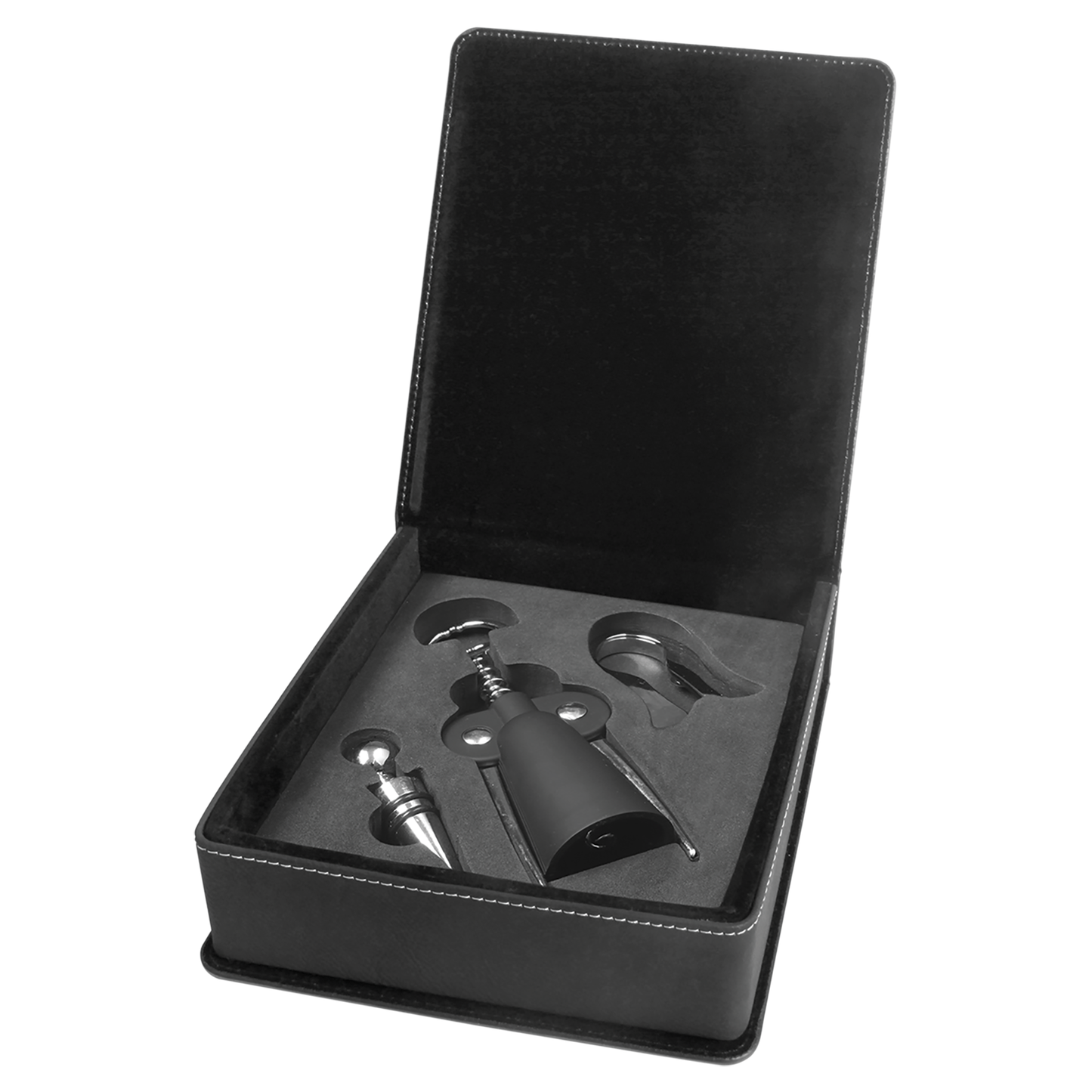 Personalized Laser Engraved Leatherette 3-Piece Wine Tool Gift Set