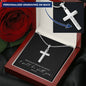 When You Go Through Deep Waters, I Will Be With You Personalized Stainless Steel Cross Necklace