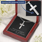 When You Go Through Deep Waters, I Will Be With You Personalized Stainless Steel Cross Necklace