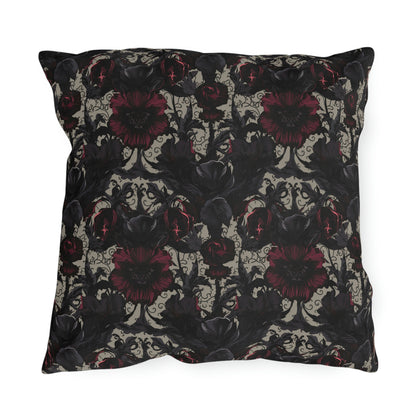 Black and Burgundy Floral Outdoor Pillows