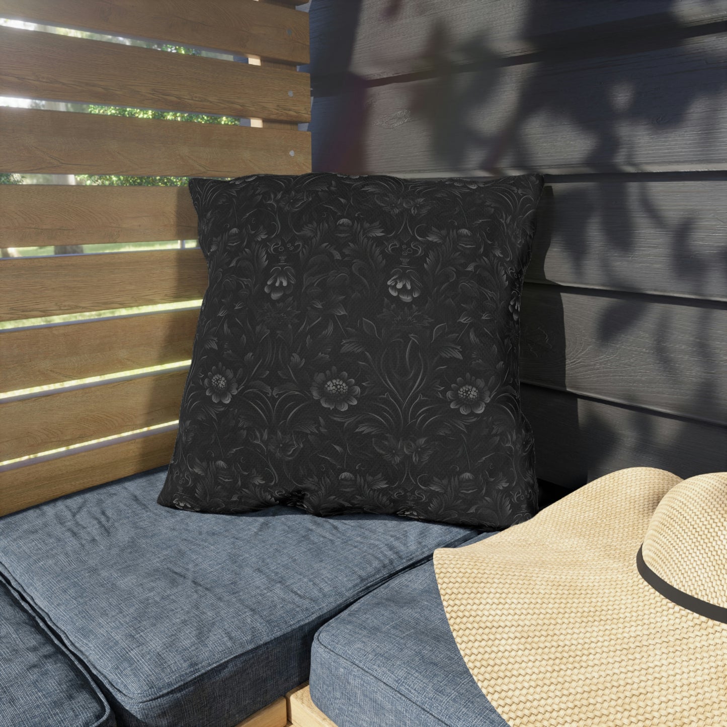 Black Floral Outdoor Pillows