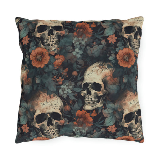 Skull Floral Outdoor Pillows