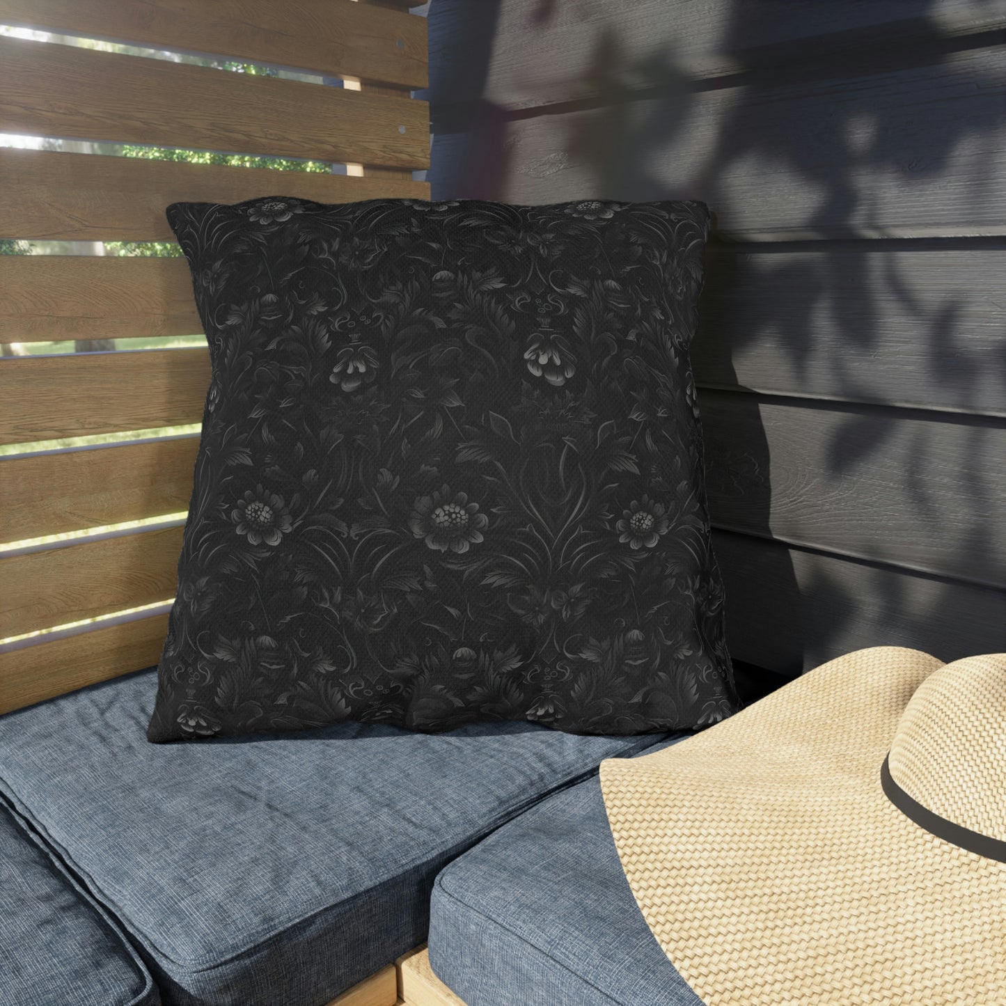 Black Floral Outdoor Pillows