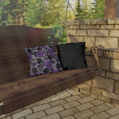 Purple-Black Floral Outdoor Pillows