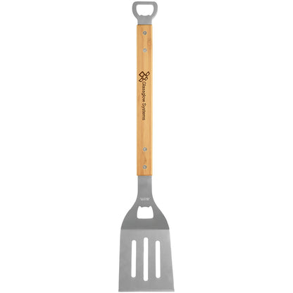 Personalized Laser Engraved 19 1/4" Bamboo Barbeque Spatula with Bottle Opener