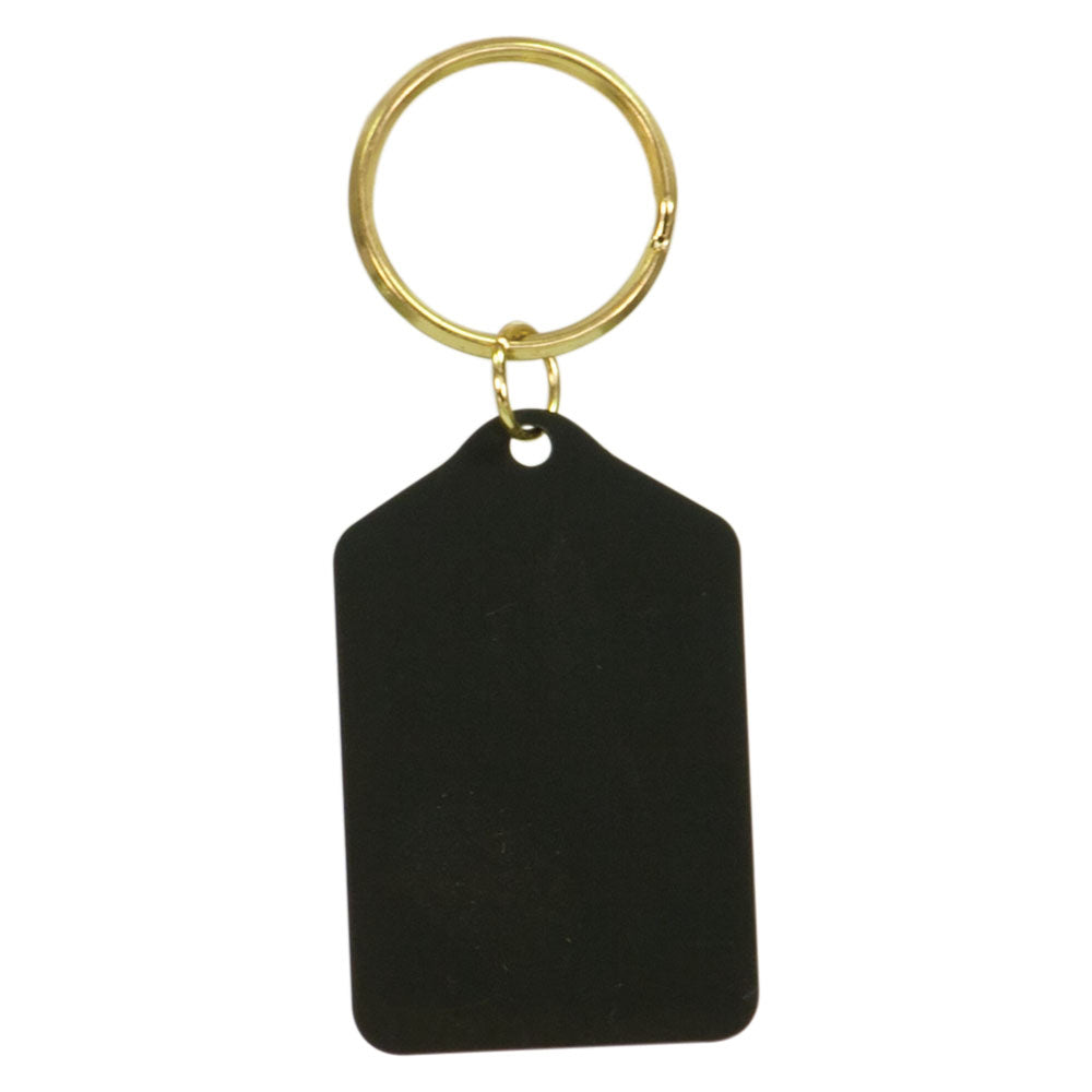 Personalized Laser Engraved 1 1/2" x 2 1/2" Black Tablet Brass Keychain