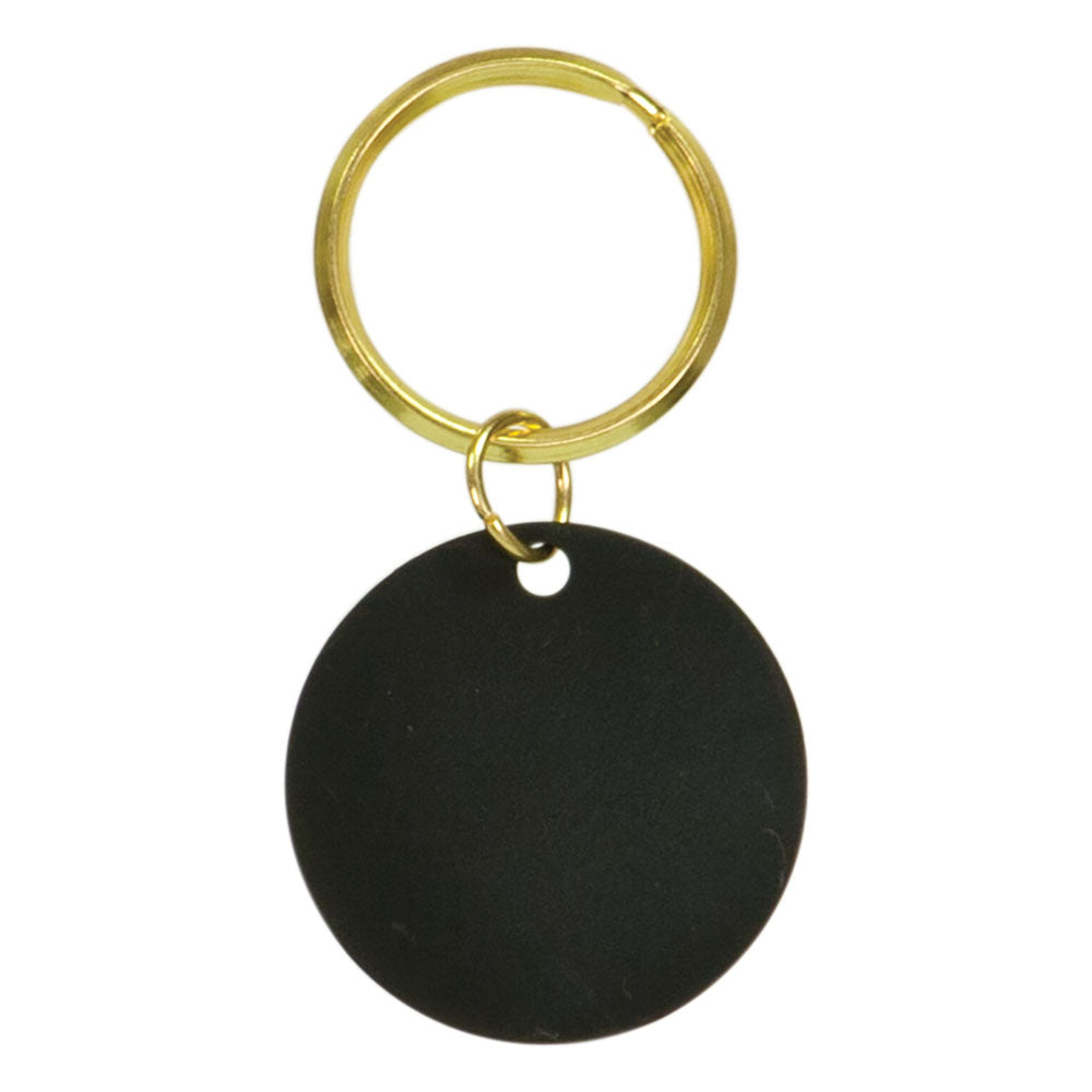 Personalized Laser Engraved 1 1/2" Black Blank Circle Keychain