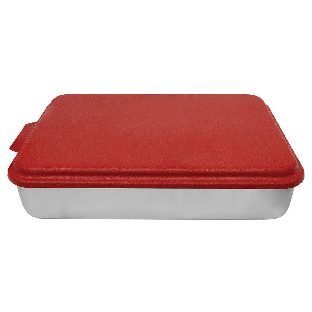 Personalized Laser Engraved 9" x 13" Aluminum Cake Pan with Red Lid