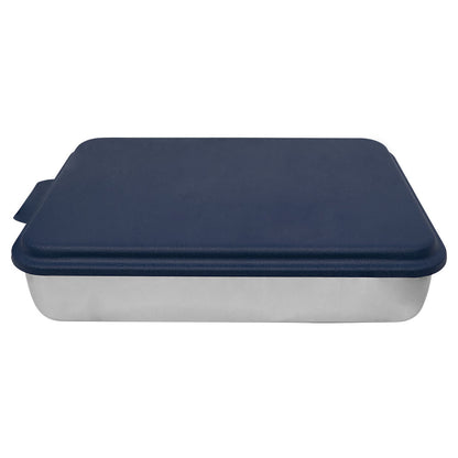 Personalized Laser Engraved 9" x 13" Aluminum Cake Pan with Navy Blue Lid