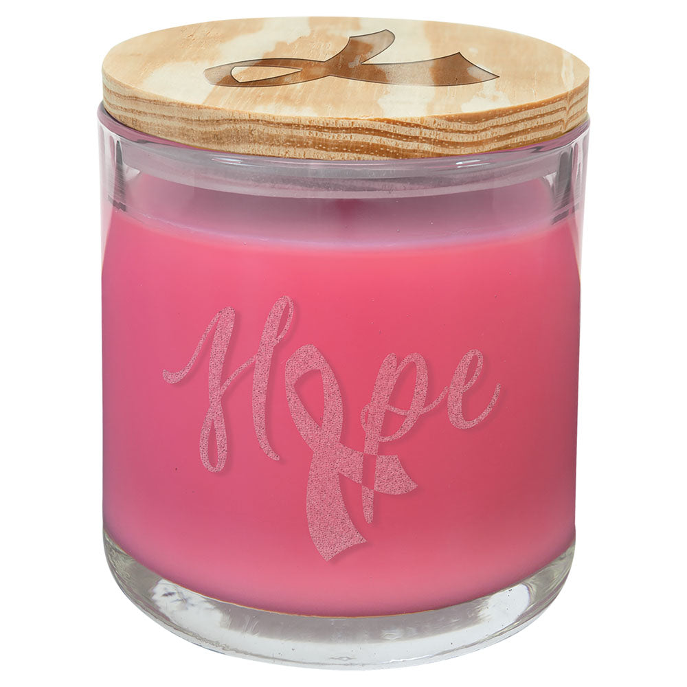 Personalized Laser Engraved 14 oz. Peony Rose Candle in a Glass Holder with Wood Lid