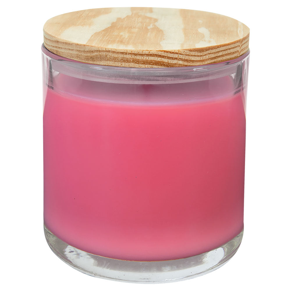 Personalized Laser Engraved 14 oz. Peony Rose Candle in a Glass Holder with Wood Lid