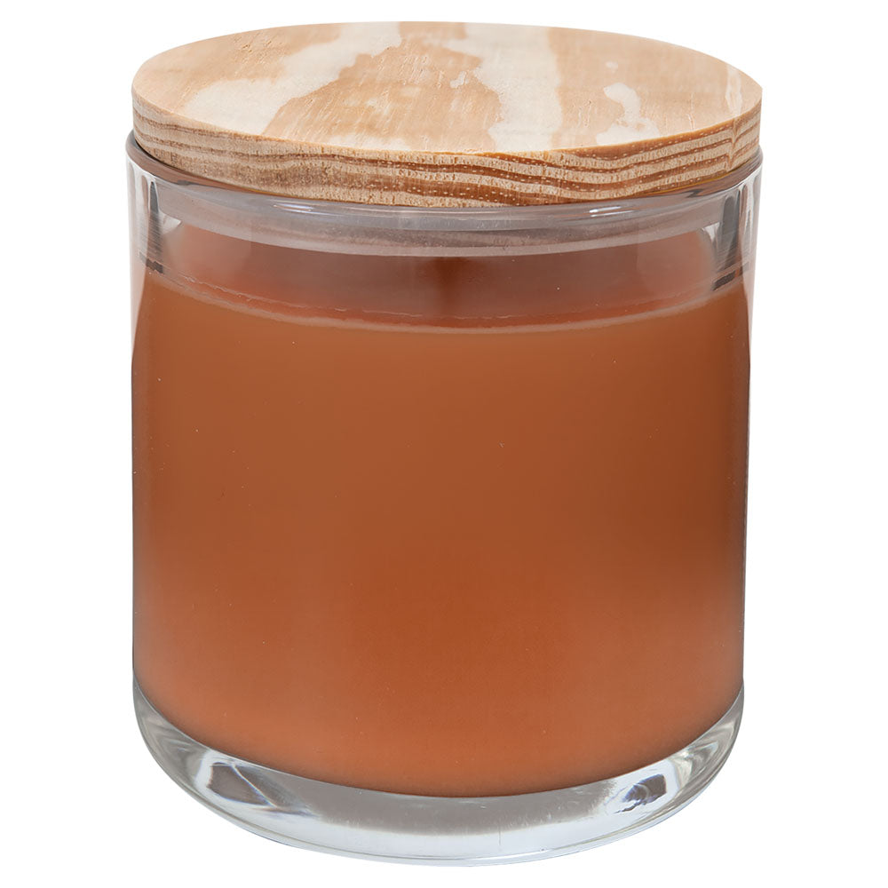 Personalized Laser Engraved 14 oz. Pumpkin Spice Candle in a Glass Holder with Wood Lid