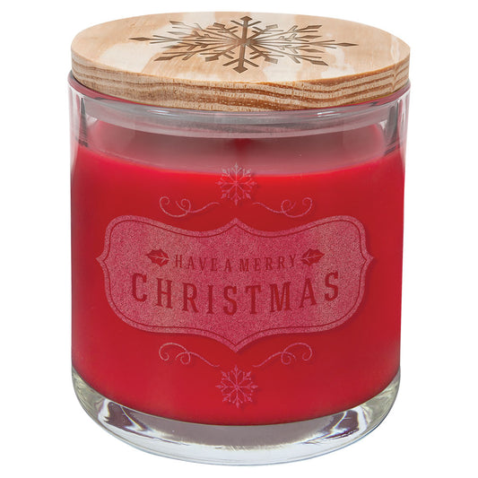 Personalized Laser Engraved 14 oz. Peppermint Twist Candle in a Glass Holder with Wood Lid