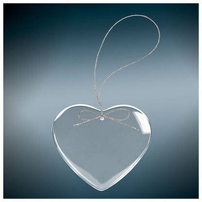 Personalized Laser Engraved 3" Clear Heart Glass Ornament with Silver String