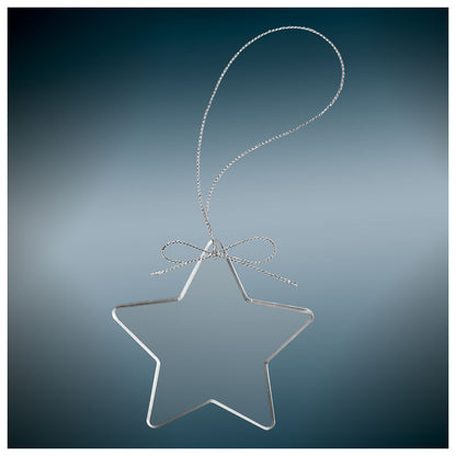 Personalized Laser Engraved 3 1/4" Clear Star Glass Ornament with Silver String