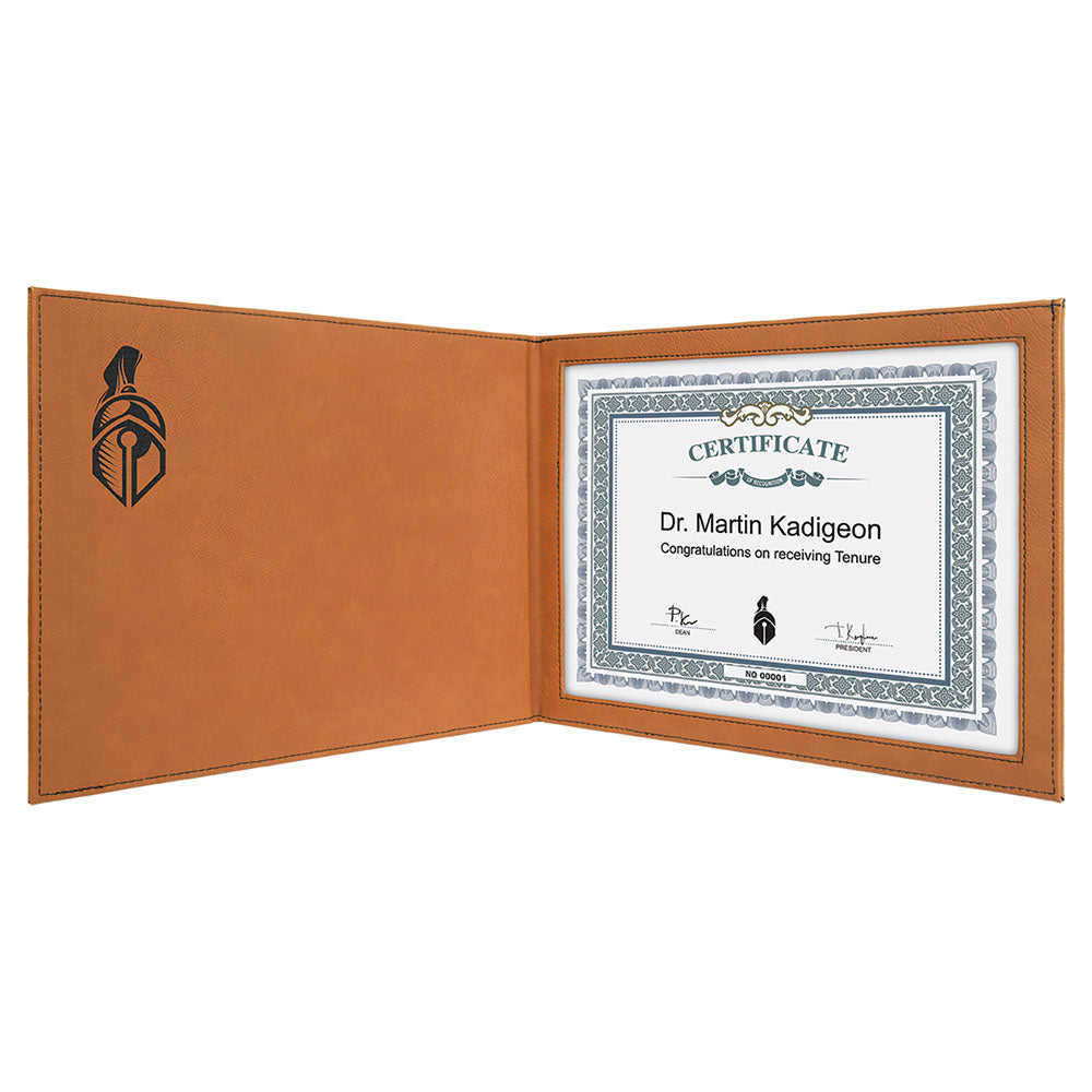  Personalized Laser Engraved 9" x 12" Rawhide Leatherette Certificate Holder for 8 1/2" x 11"