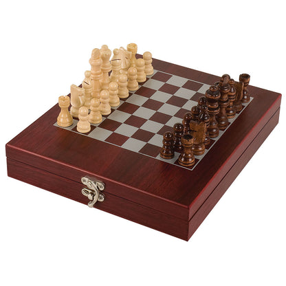 Personalized Laser Engraved Rosewood Finish Chess Game Set