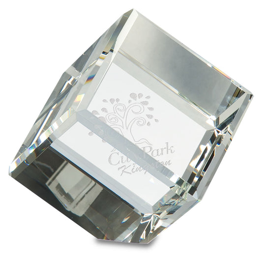 Personalized Laser Engraved 3" x 3" Crystal Cube Paperweight