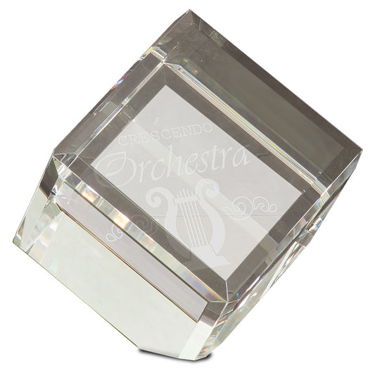 Personalized Laser Engraved 4" x 4" Crystal Cube Paperweight