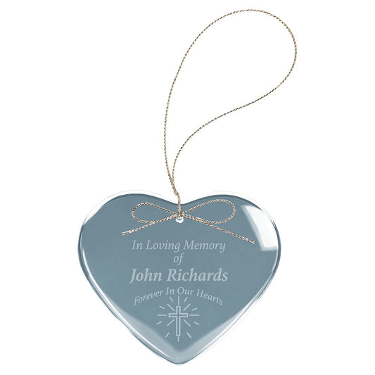 Personalized Laser Engraved 2 1/2" Crystal Heart Ornament