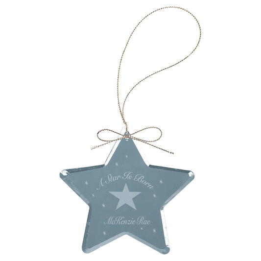 Personalized Laser Engraved 3" Crystal Star Ornament