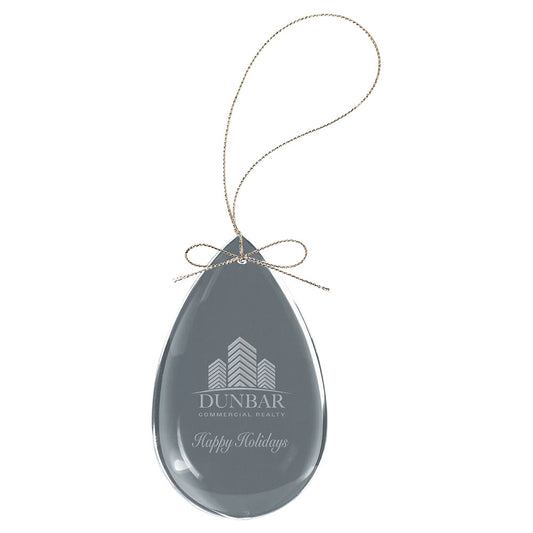 Personalized Laser Engraved 3" Crystal Teardrop Ornament