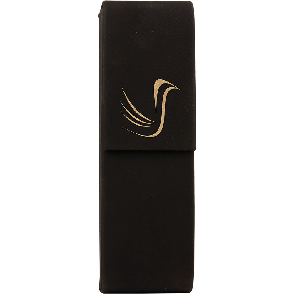 Personalized Laser Engraved 6 1/2" x 2" Black/Gold  Leatherette Double Pen Case