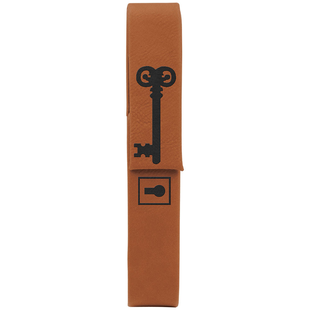 Personalized Laser Engraved 6 1/2" x 1" Rawhide  Leatherette Single Pen Case