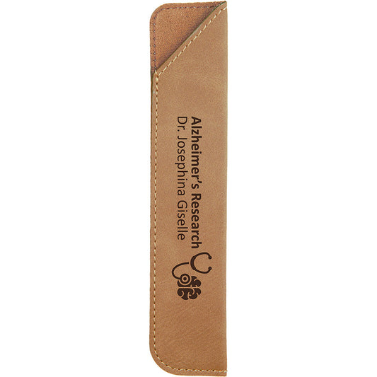  Personalized Laser Engraved 6 1/4" Light Brown Leatherette Pen Sleeve