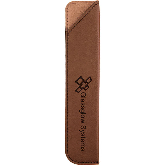 Personalized Laser Engraved 6 1/4" Dark Brown  Leatherette Pen Sleeve