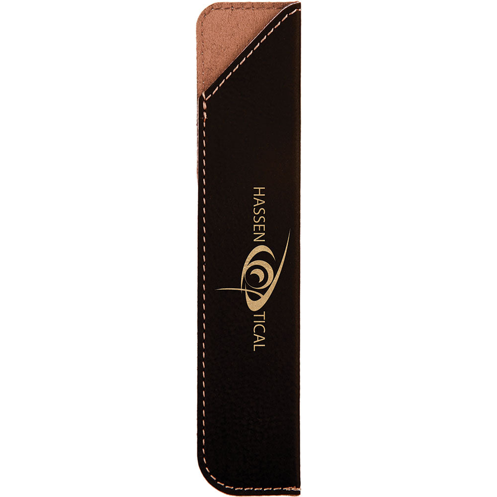 Personalized Laser Engraved 6 1/4" Black/Gold  Leatherette Pen Sleeve