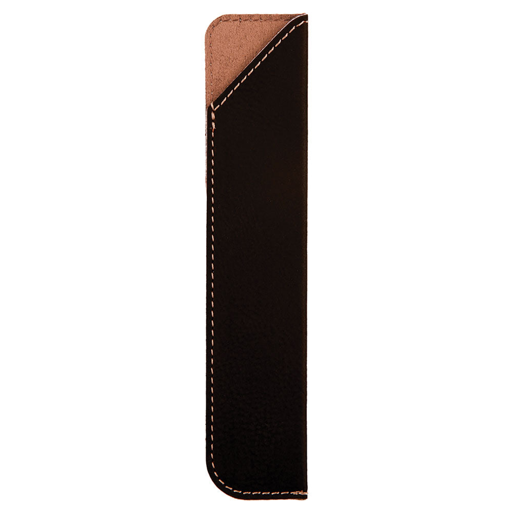 Personalized Laser Engraved 6 1/4" Black/Gold  Leatherette Pen Sleeve