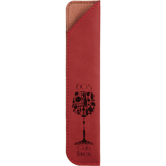 Personalized Laser Engraved 6 1/4" Rose  Leatherette Pen Sleeve