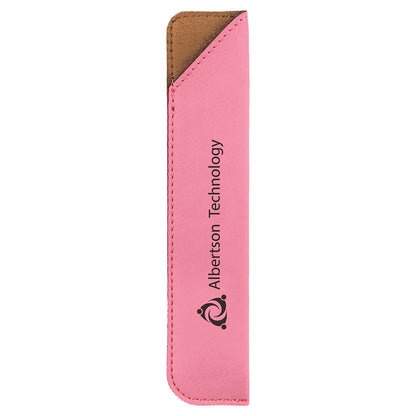 Personalized Laser Engraved 6 1/4" Pink  Leatherette Pen Sleeve