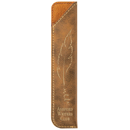 Personalized Laser Engraved 6 1/4" Rustic/Gold  Leatherette Pen Sleeve