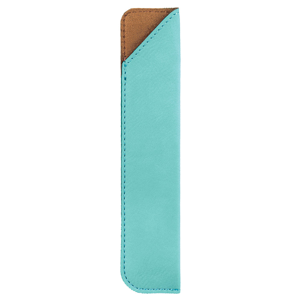 Personalized Laser Engraved 6 1/4" Teal  Leatherette Pen Sleeve