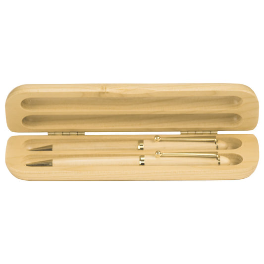 Personalized Laser Engraved 6 3/4" x 2" Maple 2-Pen Case (Case only, pen not included)