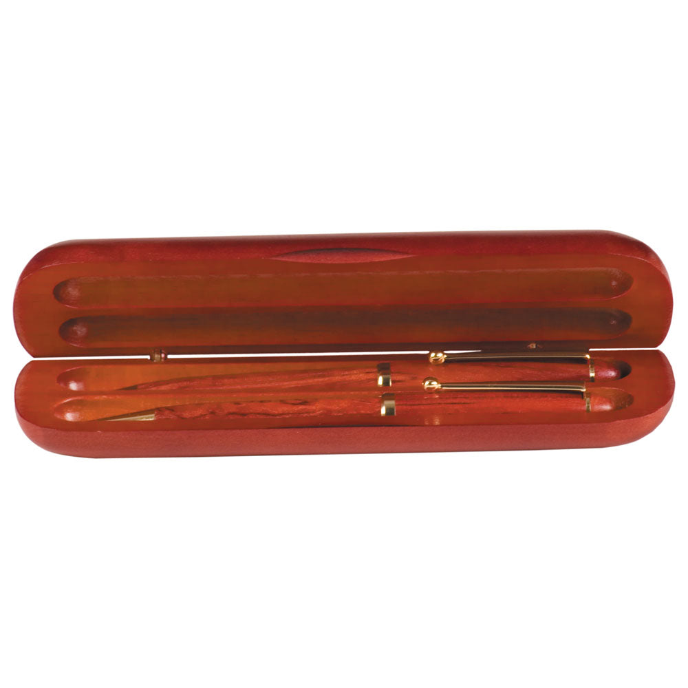 Personalized Laser Engraved 6 3/4" x 2" Rosewood Finish 2-Pen Case (Case only, pen/pencil not included)