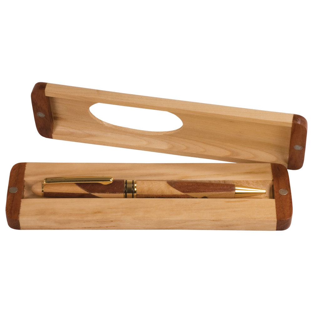 Personalized Laser Engraved 6 3/4" x 1 7/8" Maple/Rosewood Finish Pen Case (Case only, pen not included)