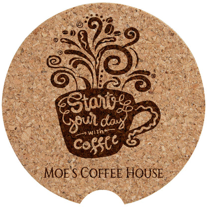 Personalized Laser Engraved 2 1/2" Cork Car Coaster