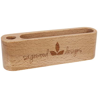 5 1/4" Personalized Laser Engraved Business Card and Pen Holder