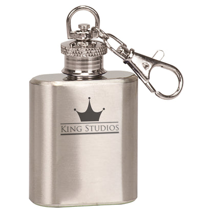 Personalized Laser Engraved  1 oz. Stainless Steel Flask Keychain