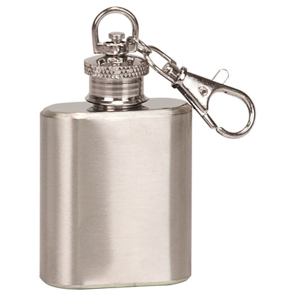 Personalized Laser Engraved 1 oz. Stainless Steel Flask Keychain