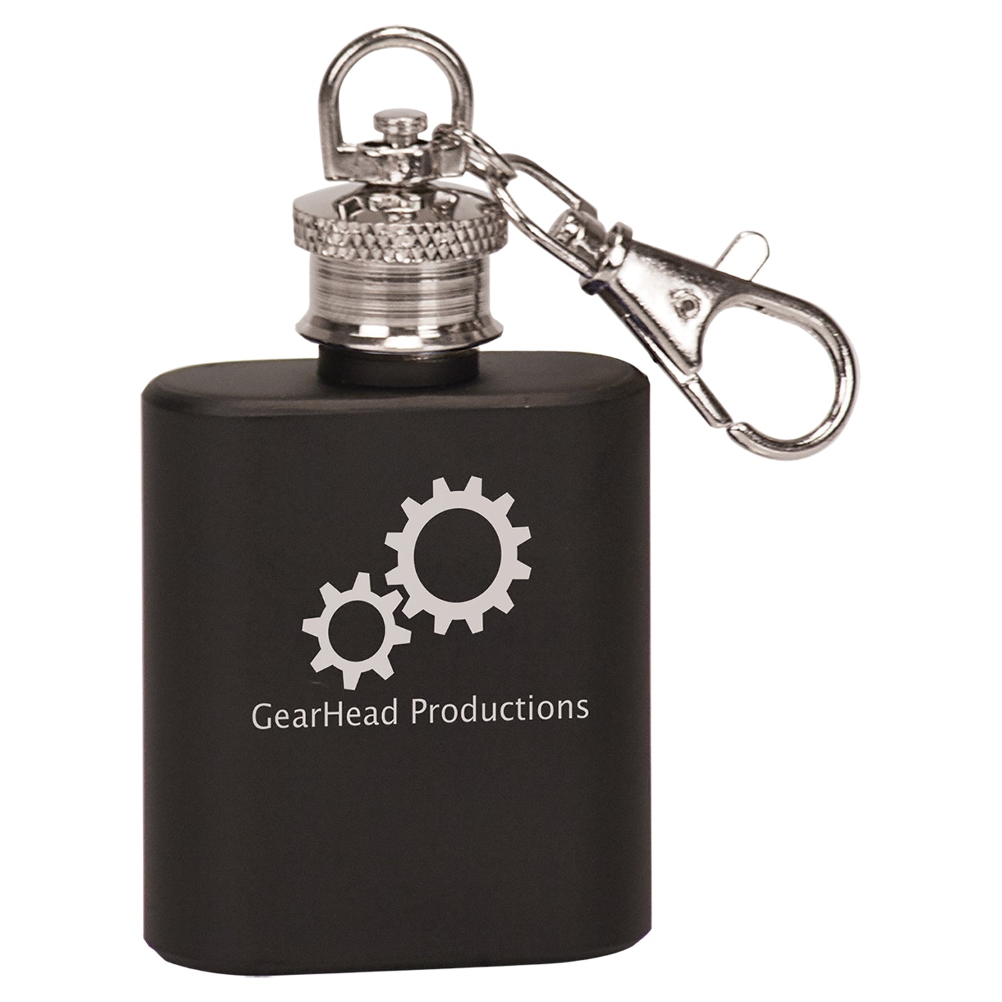 Personalized Laser Engraved  1 oz. Matte Black Stainless Steel Flask Keychain